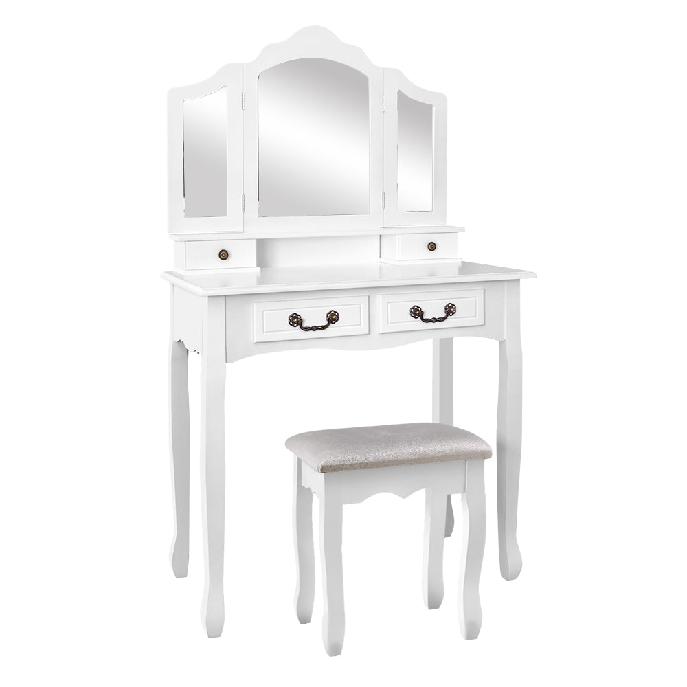 Artiss Dressing Table Stool Set Foldable Mirror White-Dressing Tables-PEROZ Accessories