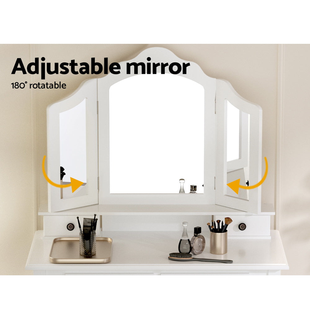 Artiss Dressing Table Stool Set Foldable Mirror White-Dressing Tables-PEROZ Accessories