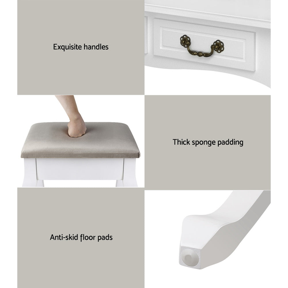 Artiss Dressing Table Stool Set Foldable Mirror White-Dressing Tables-PEROZ Accessories