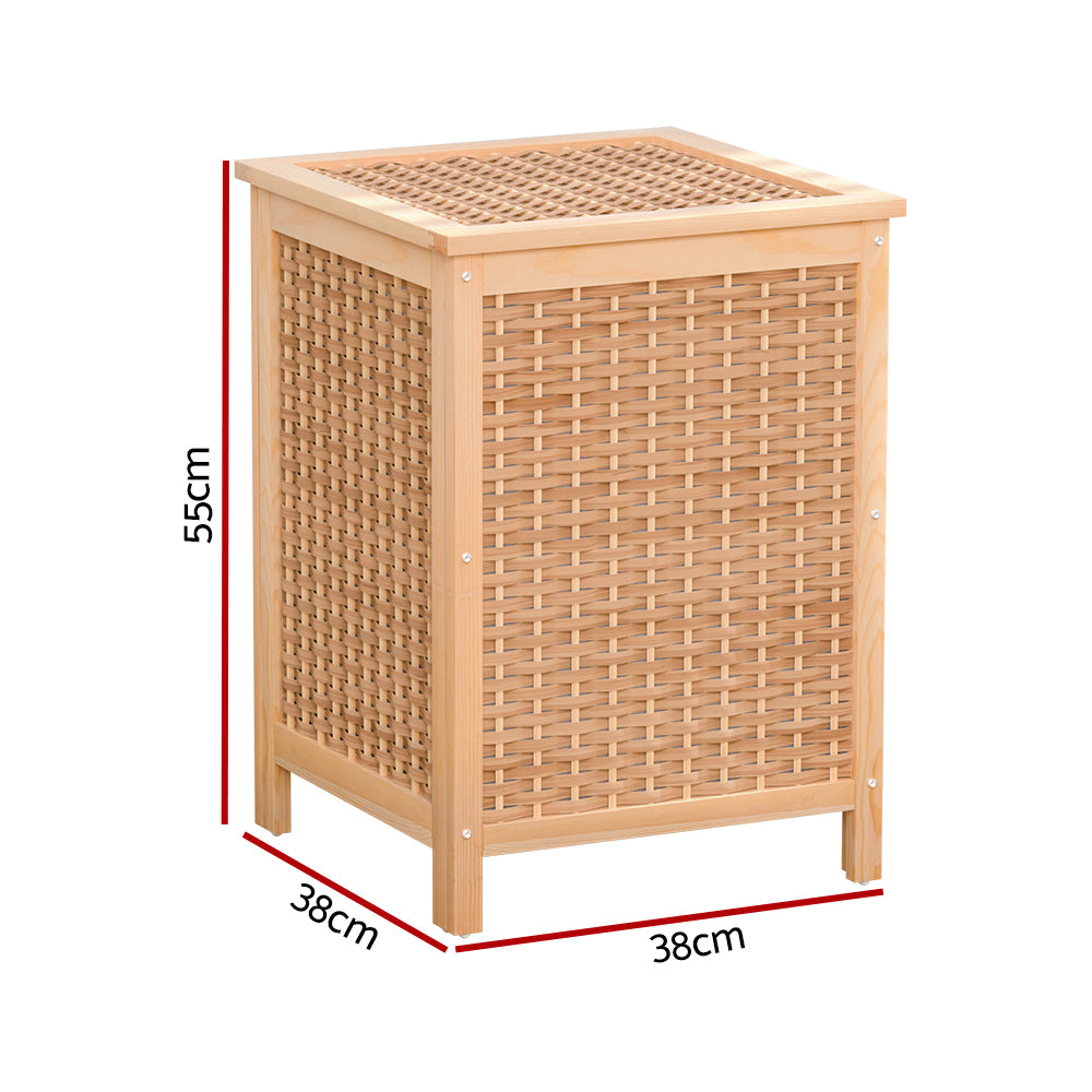 Artiss Laundry Hamper Bathroom Storage Cabinet Wooden Organiser Bag Clothes-Furniture > Bathroom-PEROZ Accessories