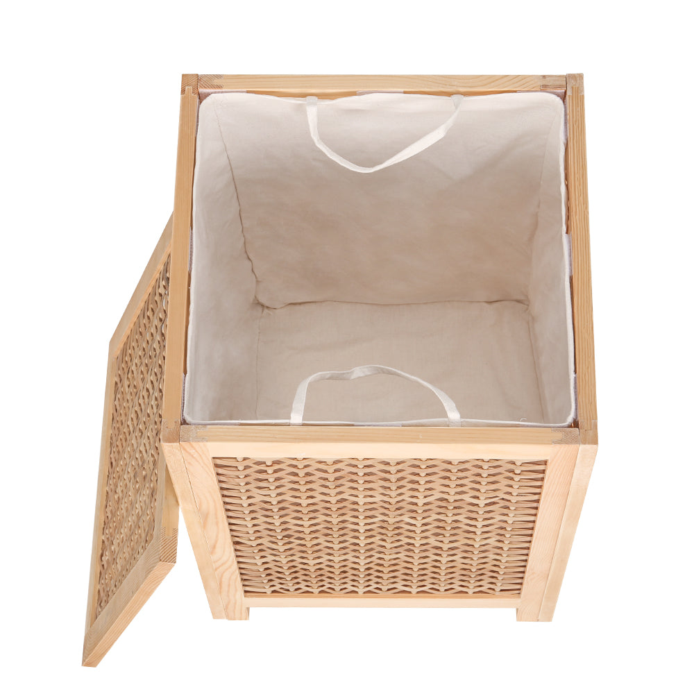Artiss Laundry Hamper Bathroom Storage Cabinet Wooden Organiser Bag Clothes-Furniture > Bathroom-PEROZ Accessories