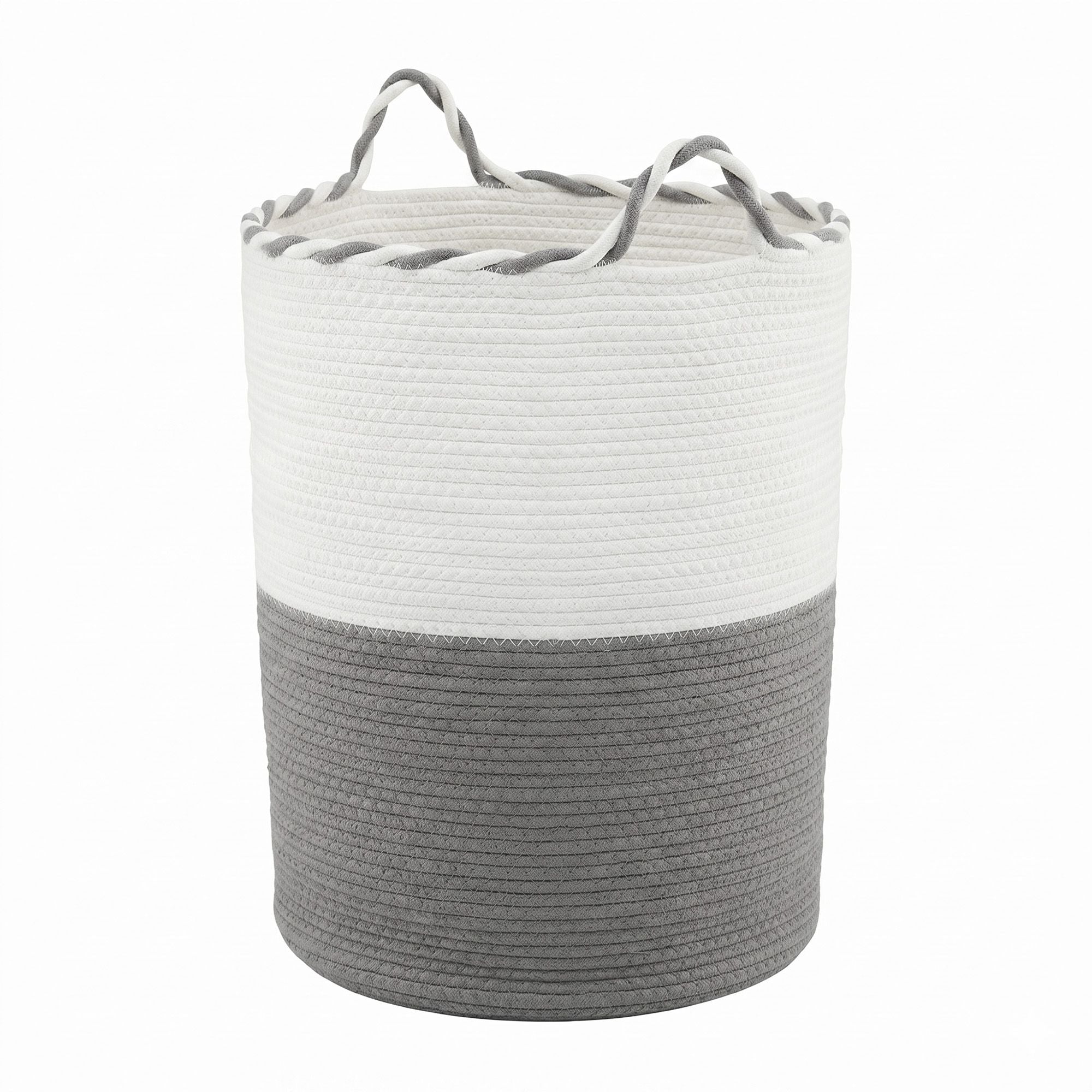 Artiss Woven Laundry Basket with handles Foldable White & Grey-Home & Garden > Laundry & Cleaning > Laundry Baskets-PEROZ Accessories