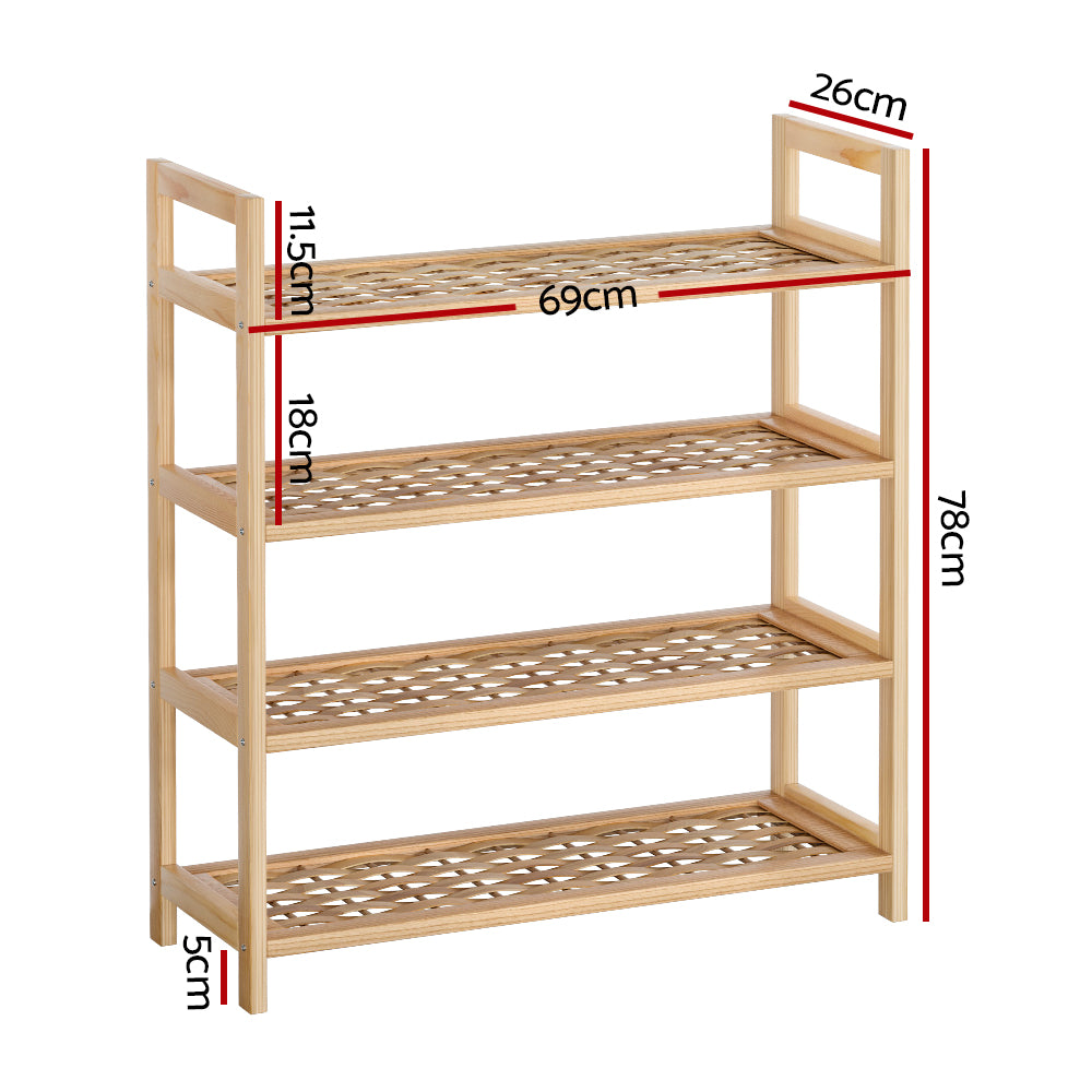 Artiss 4-tier Shoe Rack 12 Pairs Shoe Storage Weaved Shelves-Shoe Storage Cabinets-PEROZ Accessories