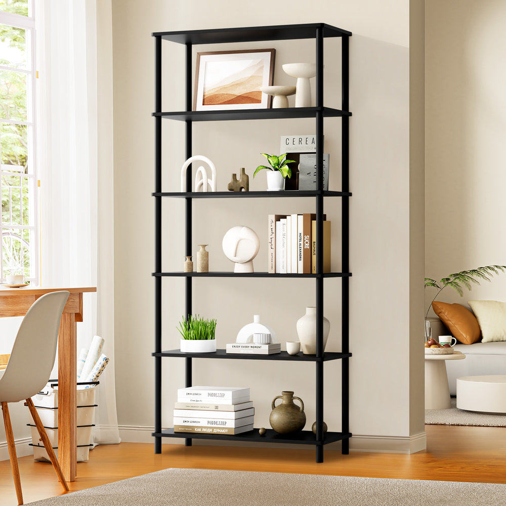 Oikiture Display Shelf 5 Tier Bookshelf Storage Rack Black-Display Shelf-PEROZ Accessories