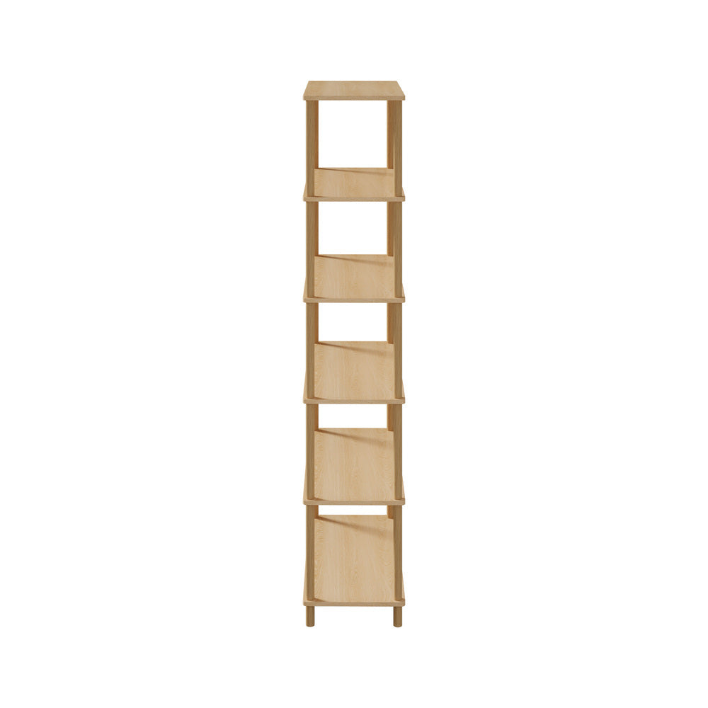 Oikiture Display Shelf 5 Tier Bookshelf Storage Rack Natural-Display Shelf-PEROZ Accessories