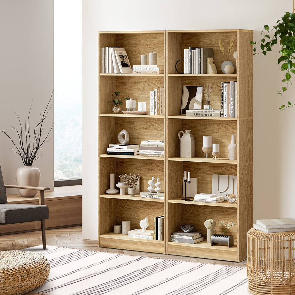 Oikiture Bookshelf Display Shelf 5-Tier Natural-Display Shelf-PEROZ Accessories