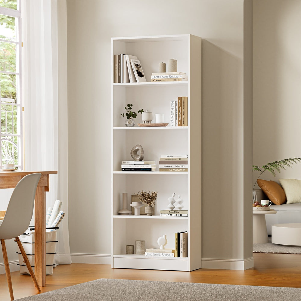 Oikiture Bookshelf Display Shelf 5-Tier White-Display Shelf-PEROZ Accessories