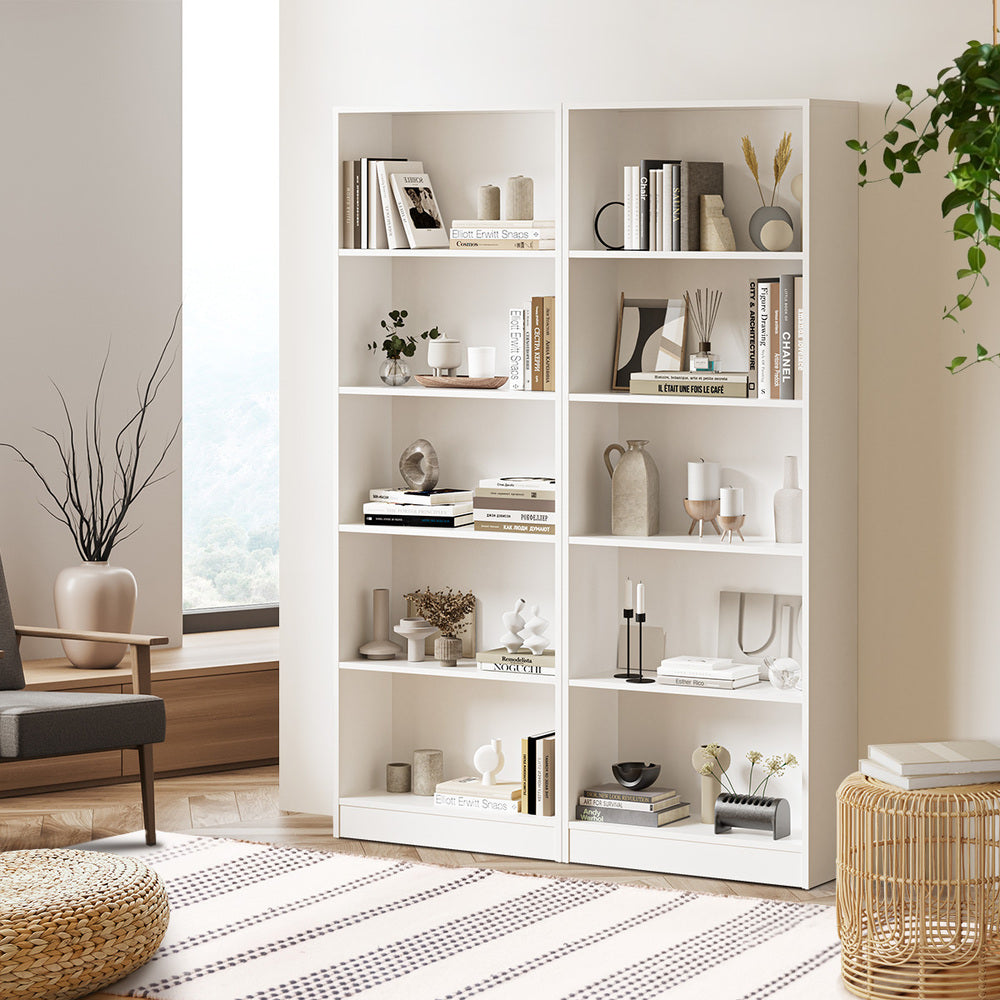 Oikiture Bookshelf Display Shelf 5-Tier White-Display Shelf-PEROZ Accessories
