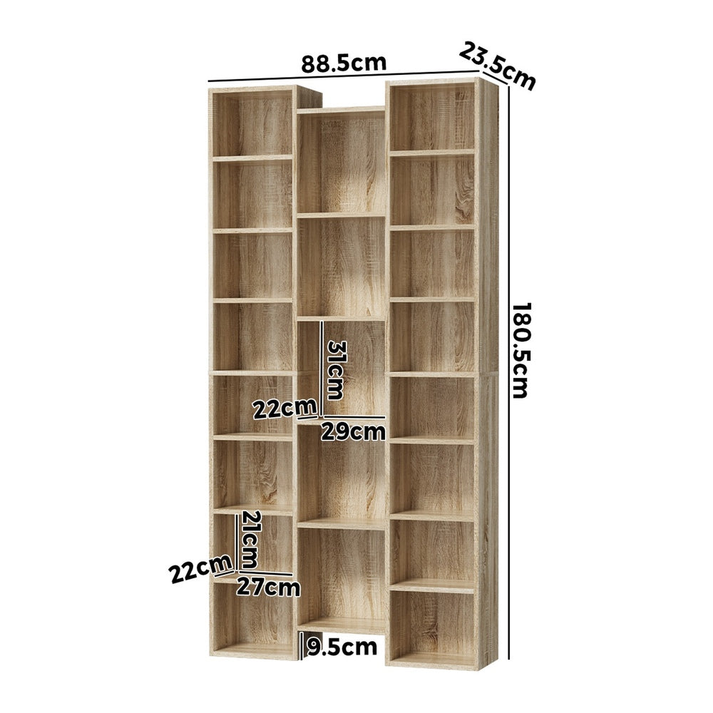 Oikiture Bookshelf Display Shelf CD DVD Storage Media Rack Natural-Display Shelf-PEROZ Accessories