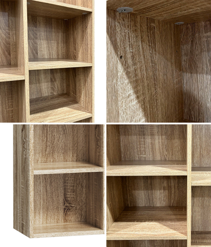 Oikiture Bookshelf Display Shelf CD DVD Storage Media Rack Natural-Display Shelf-PEROZ Accessories