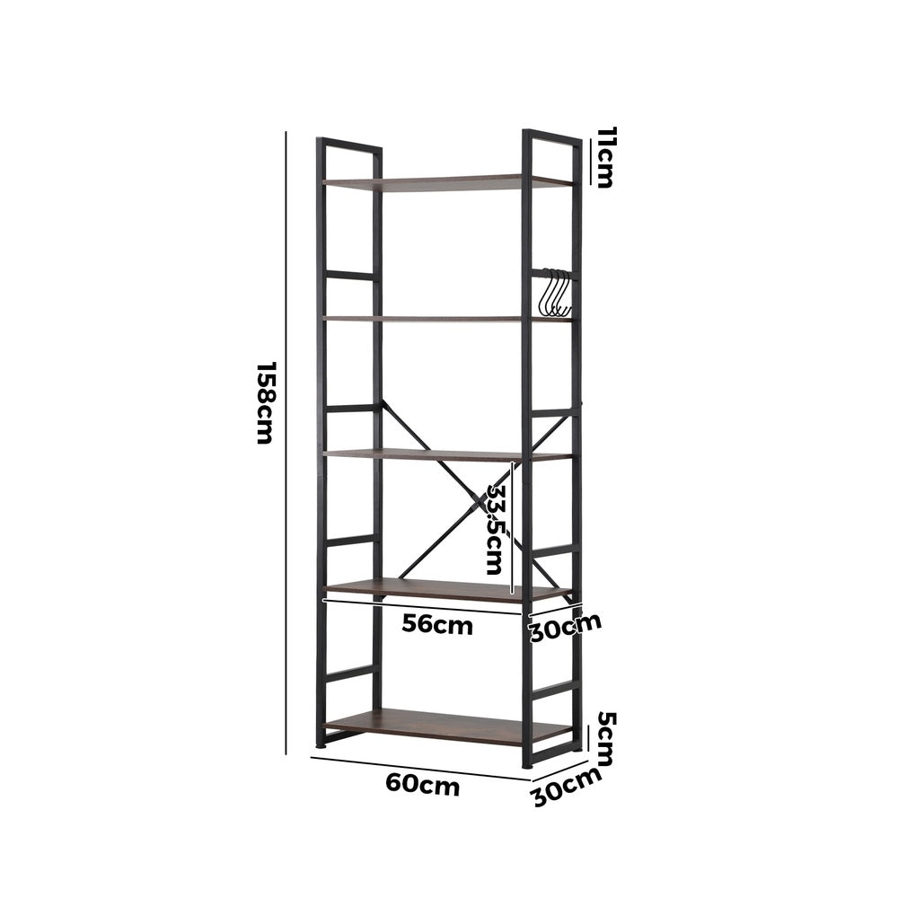 Oikiture Display Shelf 5-Tier Shelves Stand Rack 60CM-Bookshelf-PEROZ Accessories