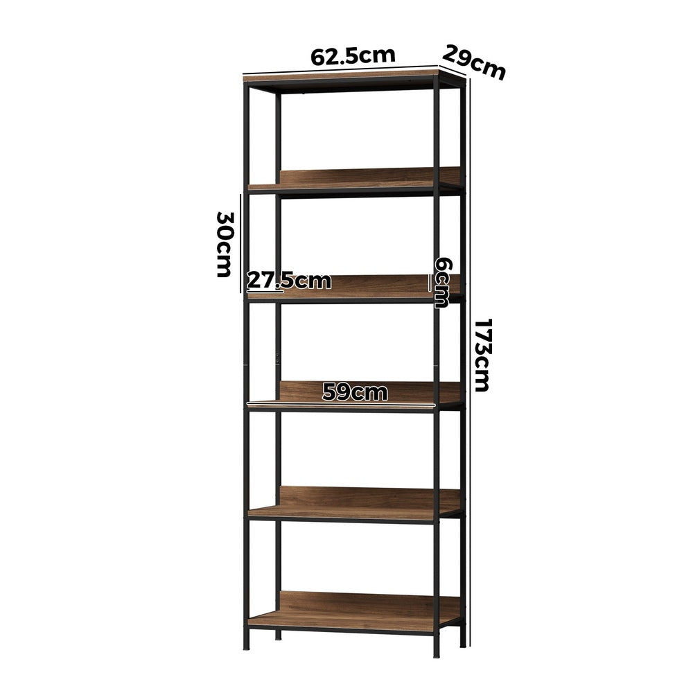 Oikiture Display Shelf 5 Tier Storage Shelves Black & Walnut-Display Shelf-PEROZ Accessories