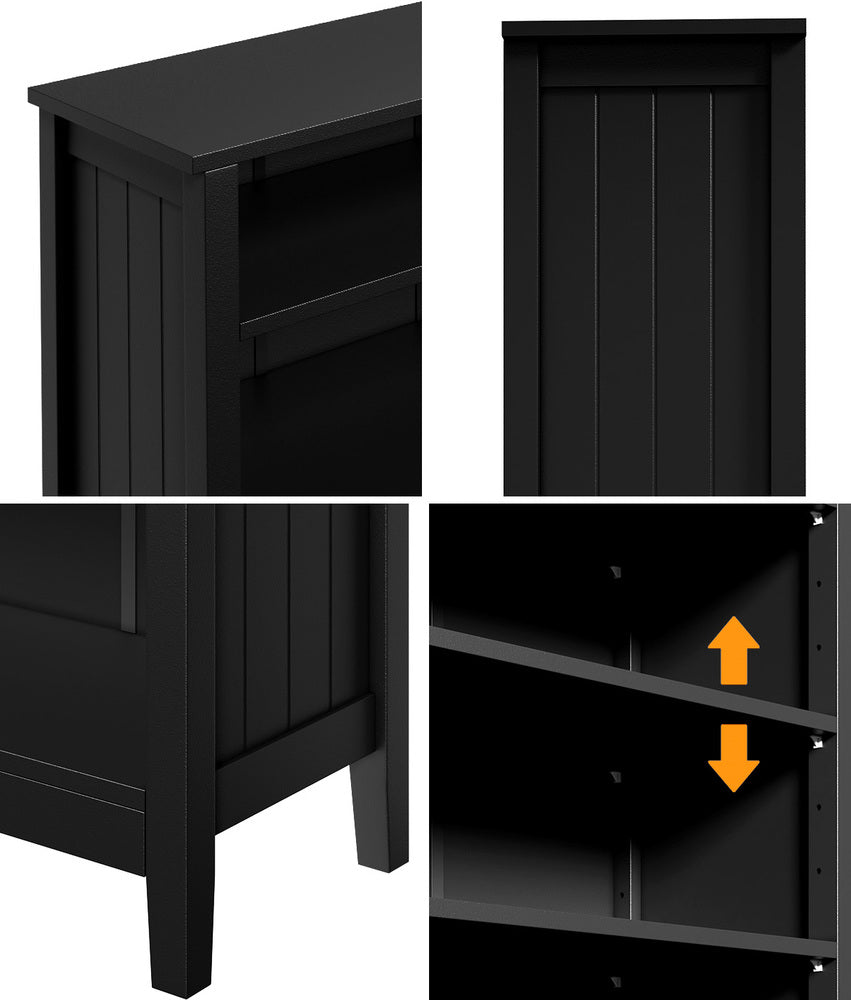 Oikiture Bookshelf Bookcase Display Shelf 5-Tier Storage Cabinet Black-Display Shelf-PEROZ Accessories