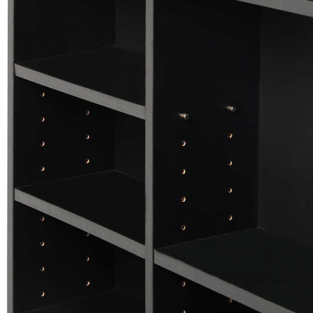 Oikiture Bookcase Bookshelf 1044 CD/DVD Rack Wooden Shelving Unit Display Shelf-Black-Bookcases & Shelves-PEROZ Accessories