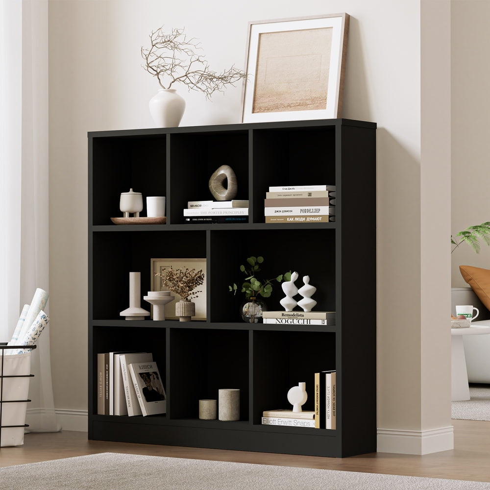 Oikiture Bookshelf Display Shelves Unit Storage Organizer Black-Display Shelf-PEROZ Accessories
