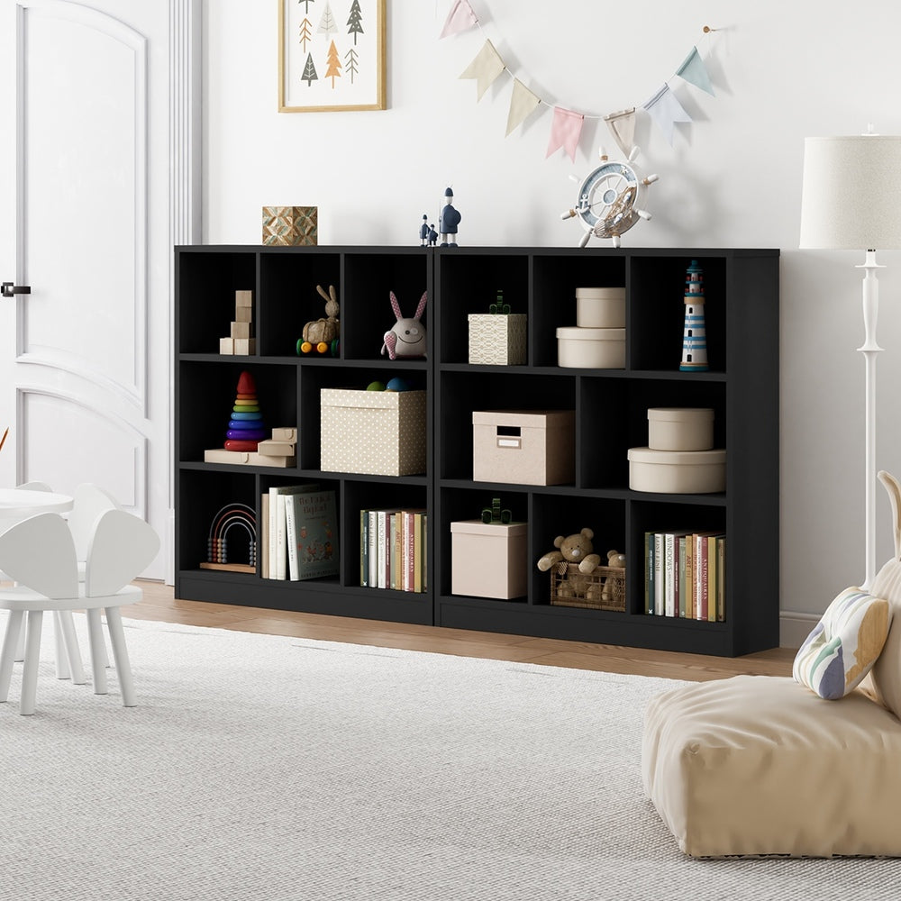 Oikiture Bookshelf Display Shelves Unit Storage Organizer Black-Display Shelf-PEROZ Accessories