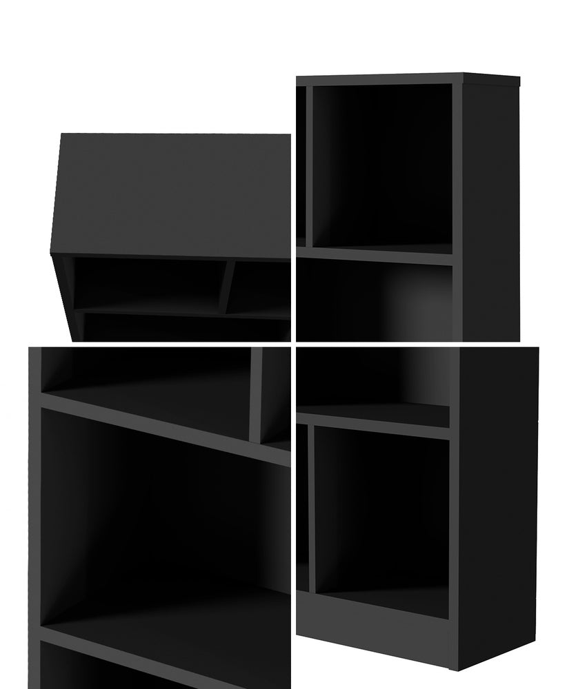 Oikiture Bookshelf Display Shelves Unit Storage Organizer Black-Display Shelf-PEROZ Accessories