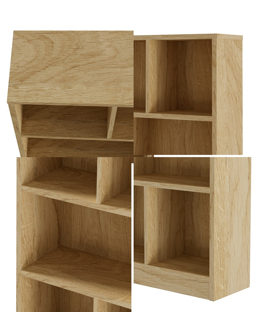 Oikiture Bookshelf Display Shelves Unit Storage Organizer Natural-Display Shelf-PEROZ Accessories