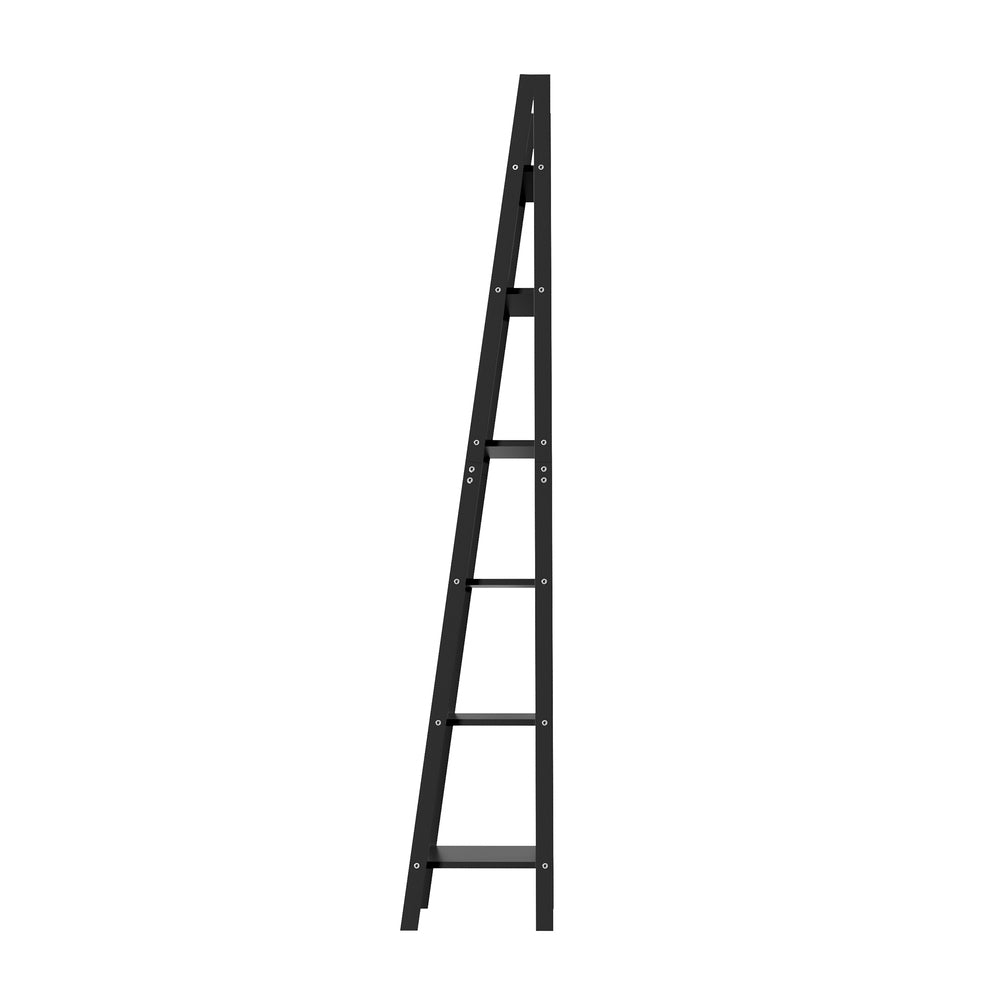 Oikiture Corner Ladder Shelf 6-Tier Display Rack Black-Bookshelf-PEROZ Accessories