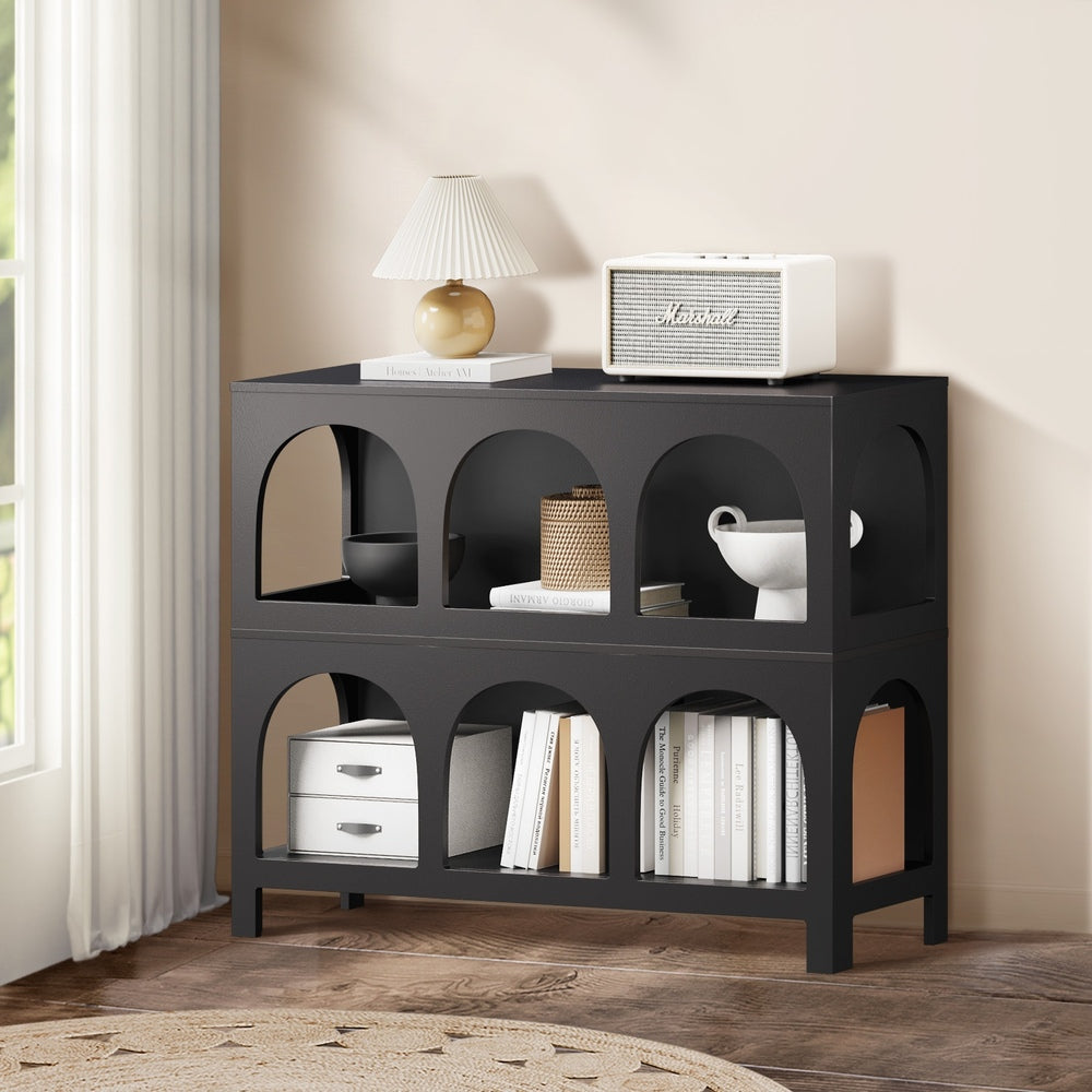 Oikiture Display Shelf Storage Stand Bookshelf Black-Bookshelf-PEROZ Accessories
