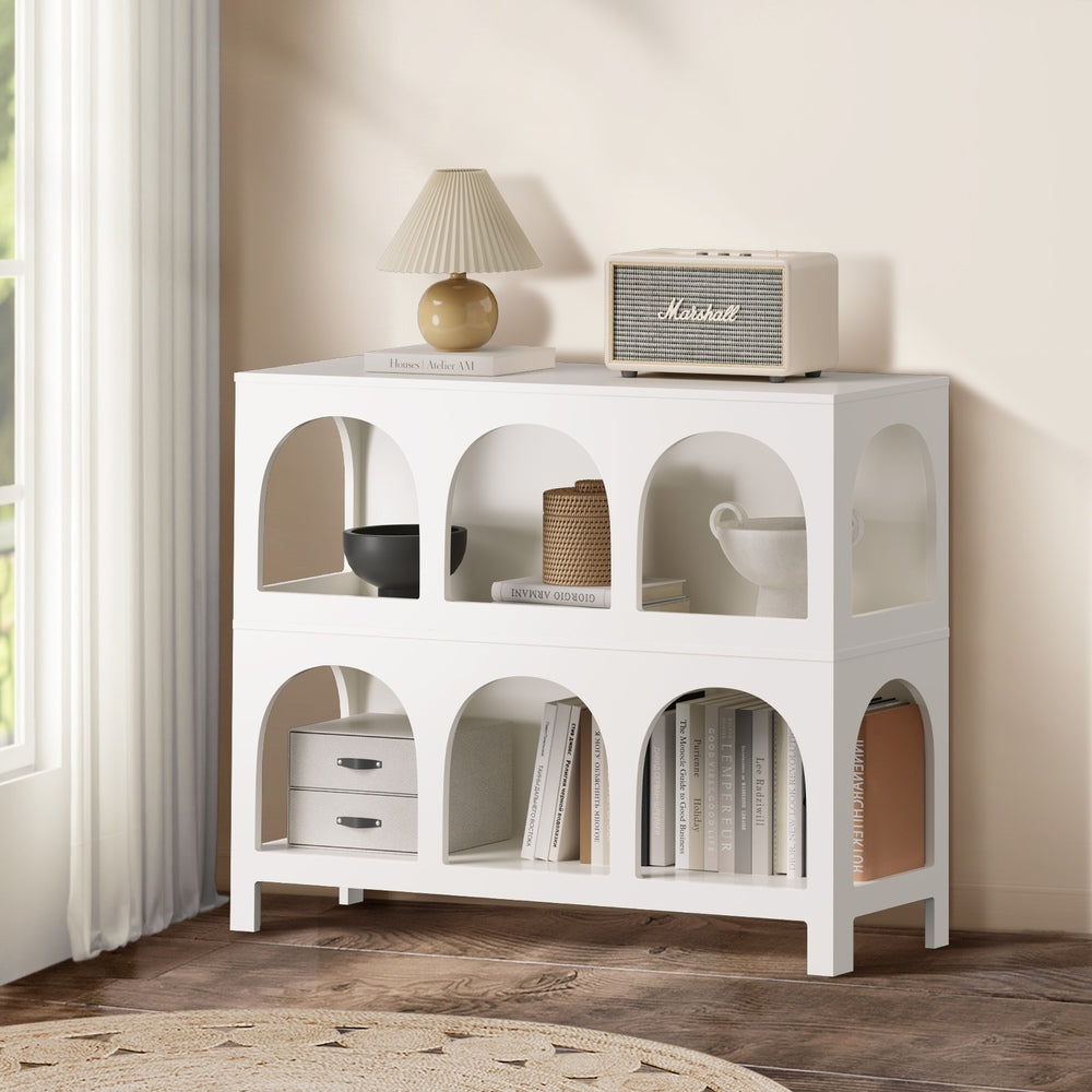 Oikiture Display Shelf Storage Stand Bookshelf White-Bookshelf-PEROZ Accessories
