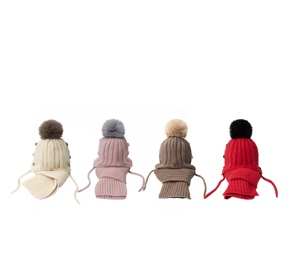 EVERAU® Kids Pom Pom Beanie and Scarf Gift Set Snell-PEROZ Accessories