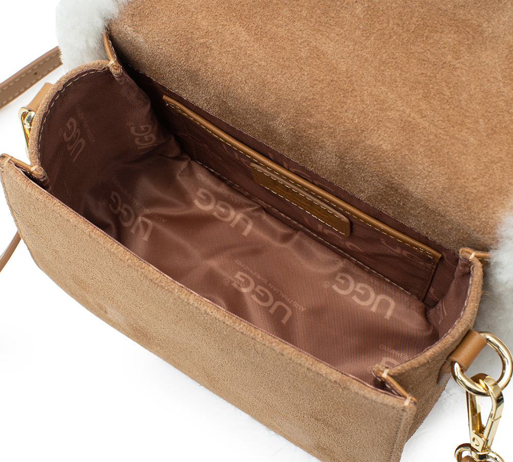 Australian Shepherd® Women Fluffy Trim Over Shoulder Wool Messenger Bag-PEROZ Accessories