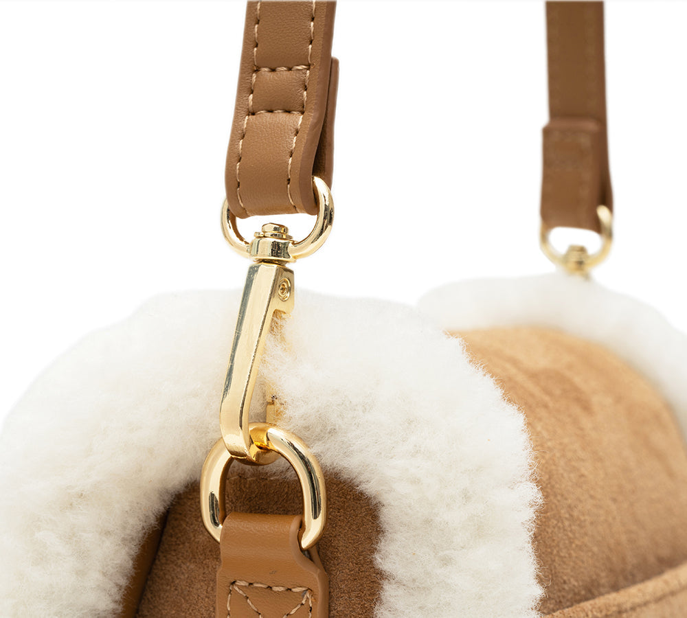 Australian Shepherd® Women Fluffy Trim Over Shoulder Wool Messenger Bag-PEROZ Accessories