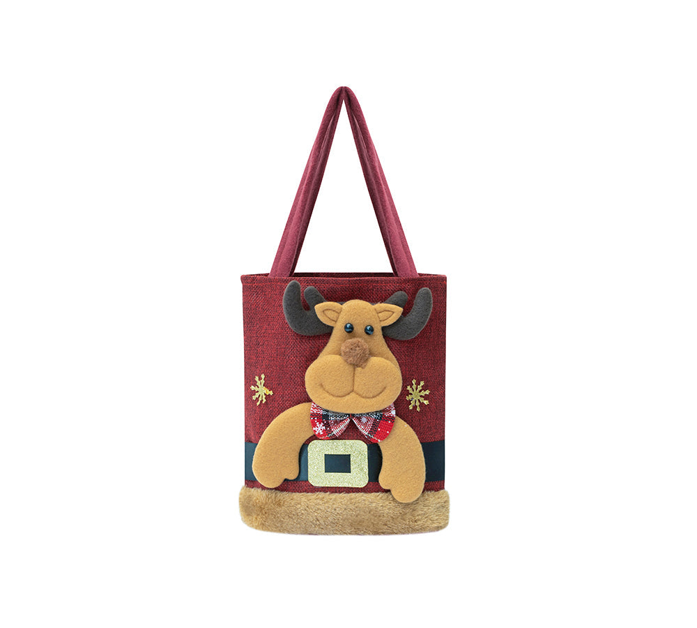 EVERAU Christmas Santa Reindeer Snowman Tote Bag Berry