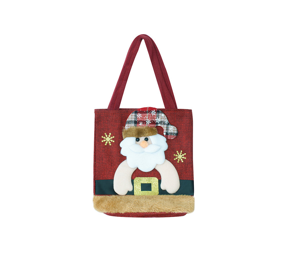 EVERAU Christmas Santa Reindeer Snowman Tote Bag Berry