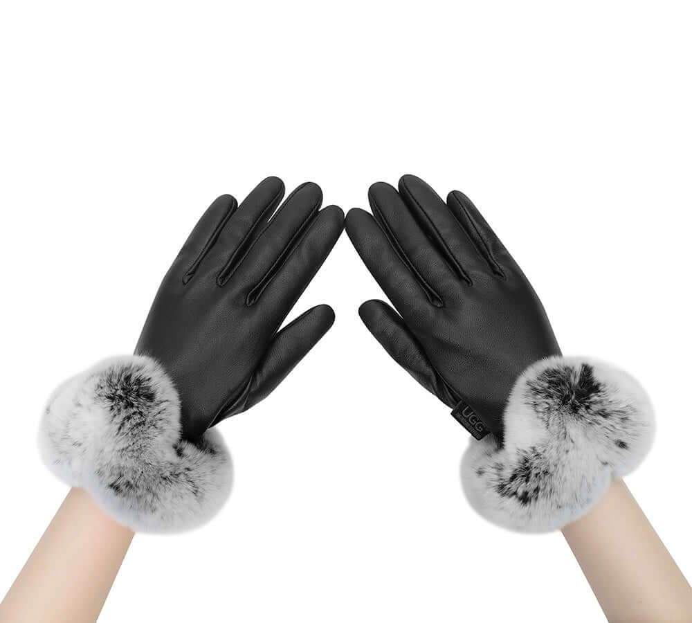 AUSTRALIAN SHEPHERD® Ladies Gloves Leather Fluffy Lennon Gloves-PEROZ Accessories