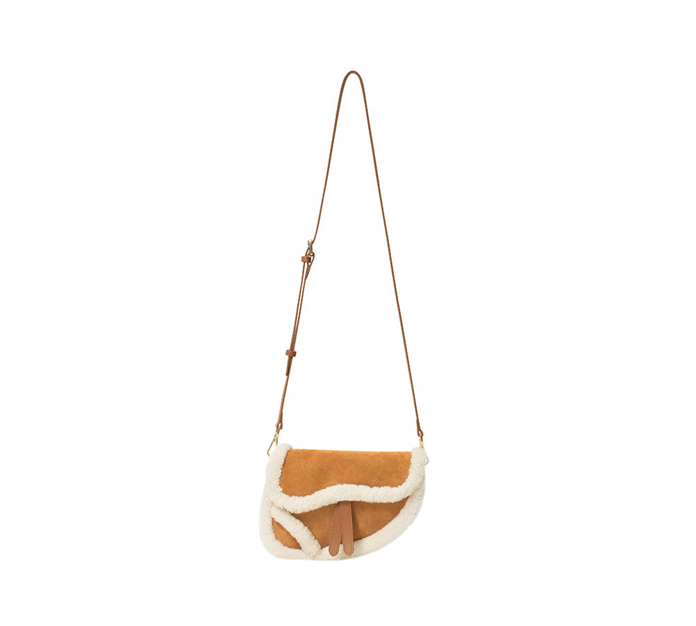 AUSTRALIAN SHEPHERD® Women Fluffy Wool Adjustable Strap Over Shoulder Saddle Bag-PEROZ Accessories