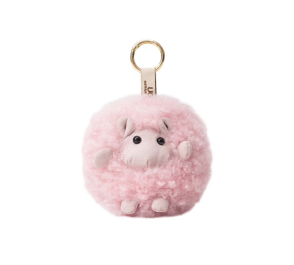 AUSTRALIAN SHEPHERD Fluffy Wool Sheep Roun Keyring