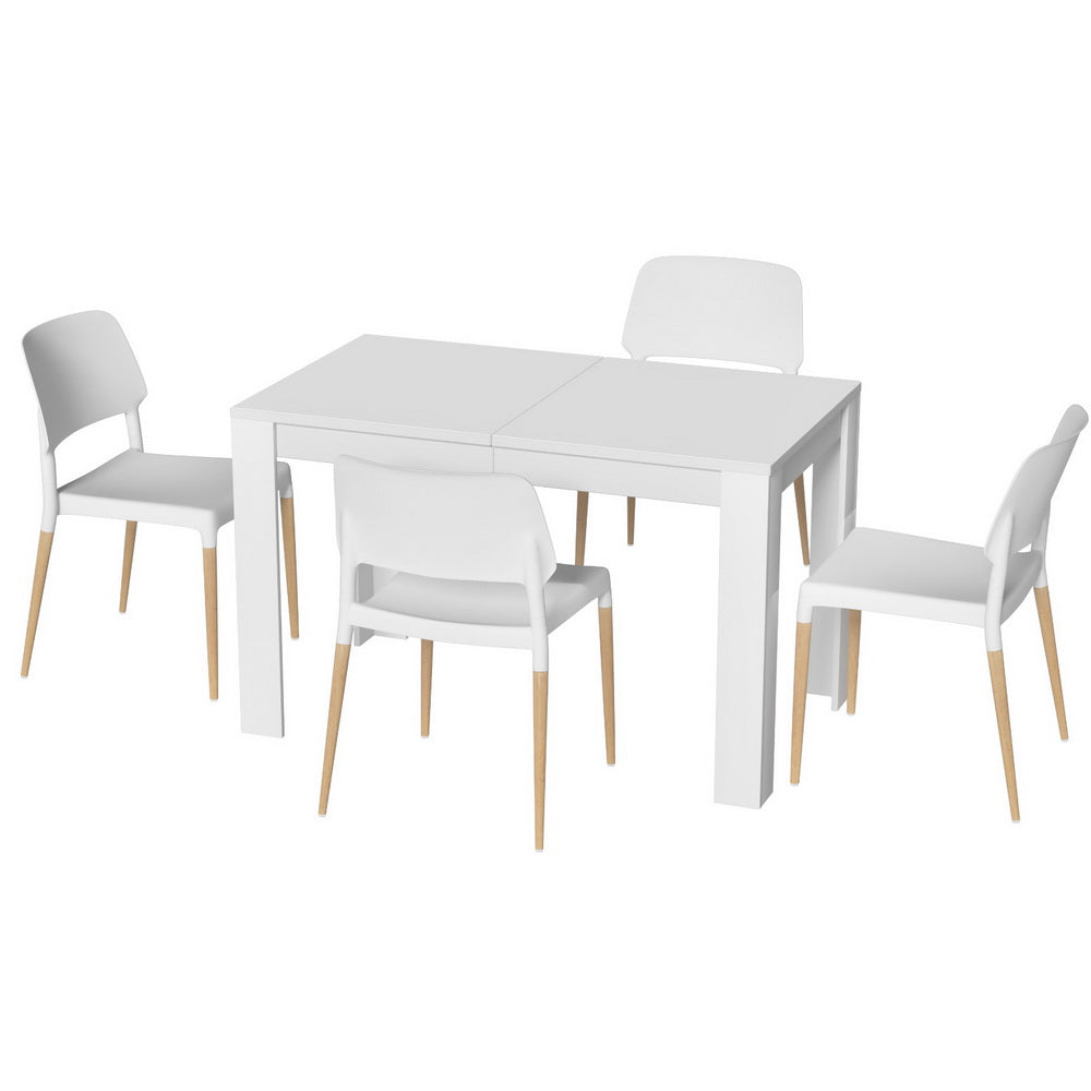 1 Artiss Dining Table and 4 Chairs Set White Wood-Furniture > Dining > Dining Set-PEROZ Accessories
