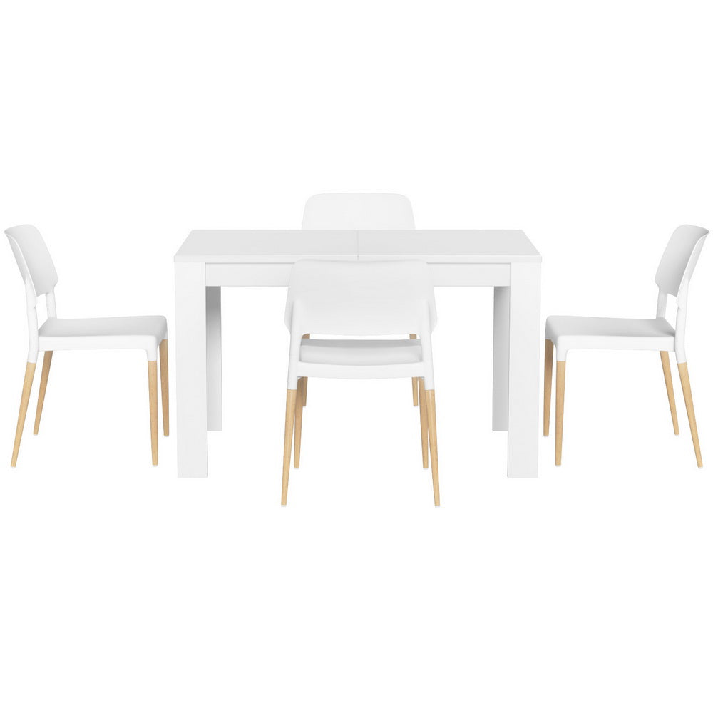 1 Artiss Dining Table and 4 Chairs Set White Wood-Furniture > Dining > Dining Set-PEROZ Accessories