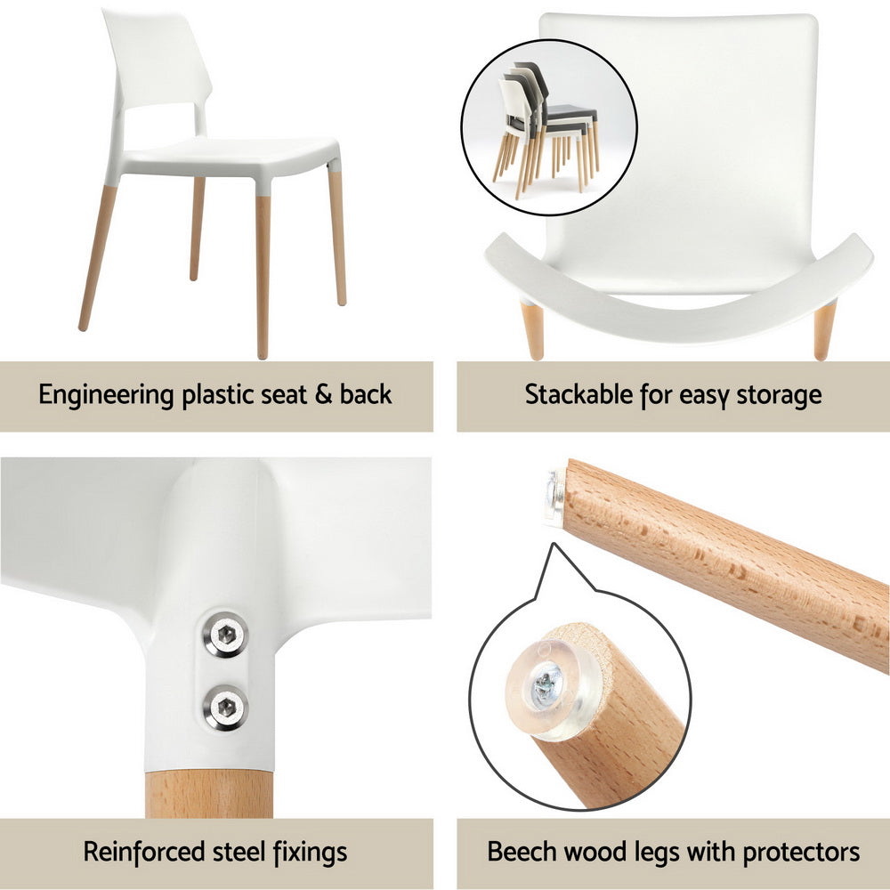 1 Artiss Dining Table and 4 Chairs Set White Wood-Furniture > Dining > Dining Set-PEROZ Accessories