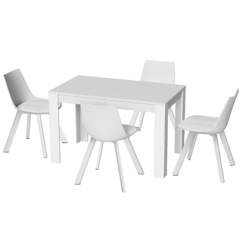 1 Artiss Dining Table and 4 Chairs Set Rectangle White-Furniture > Dining > Dining Set-PEROZ Accessories