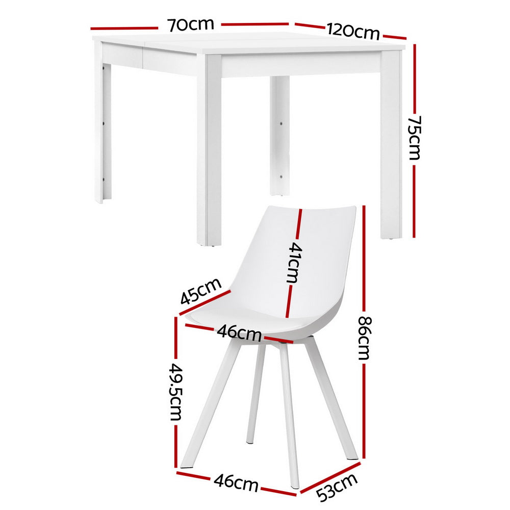 1 Artiss Dining Table and 4 Chairs Set Rectangle White-Furniture > Dining > Dining Set-PEROZ Accessories