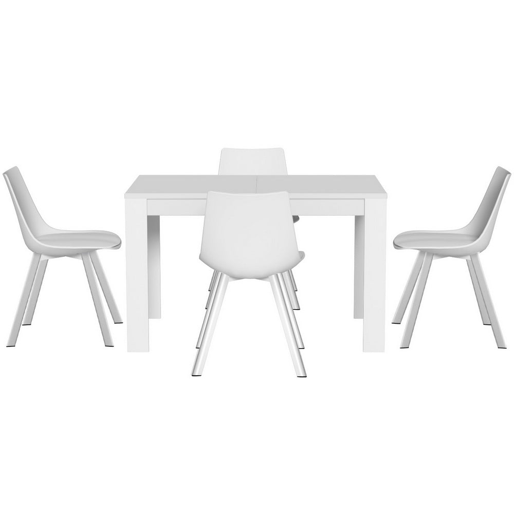 1 Artiss Dining Table and 4 Chairs Set Rectangle White-Furniture > Dining > Dining Set-PEROZ Accessories