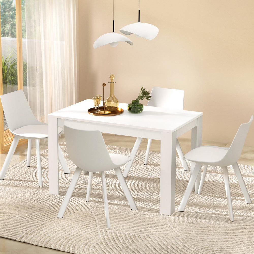 1 Artiss Dining Table and 4 Chairs Set Rectangle White-Furniture > Dining > Dining Set-PEROZ Accessories