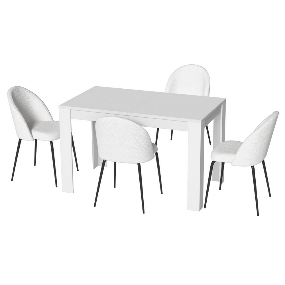 1 Artiss Dining Table and 4 Chairs Set White Sherpa-Furniture > Dining > Dining Set-PEROZ Accessories