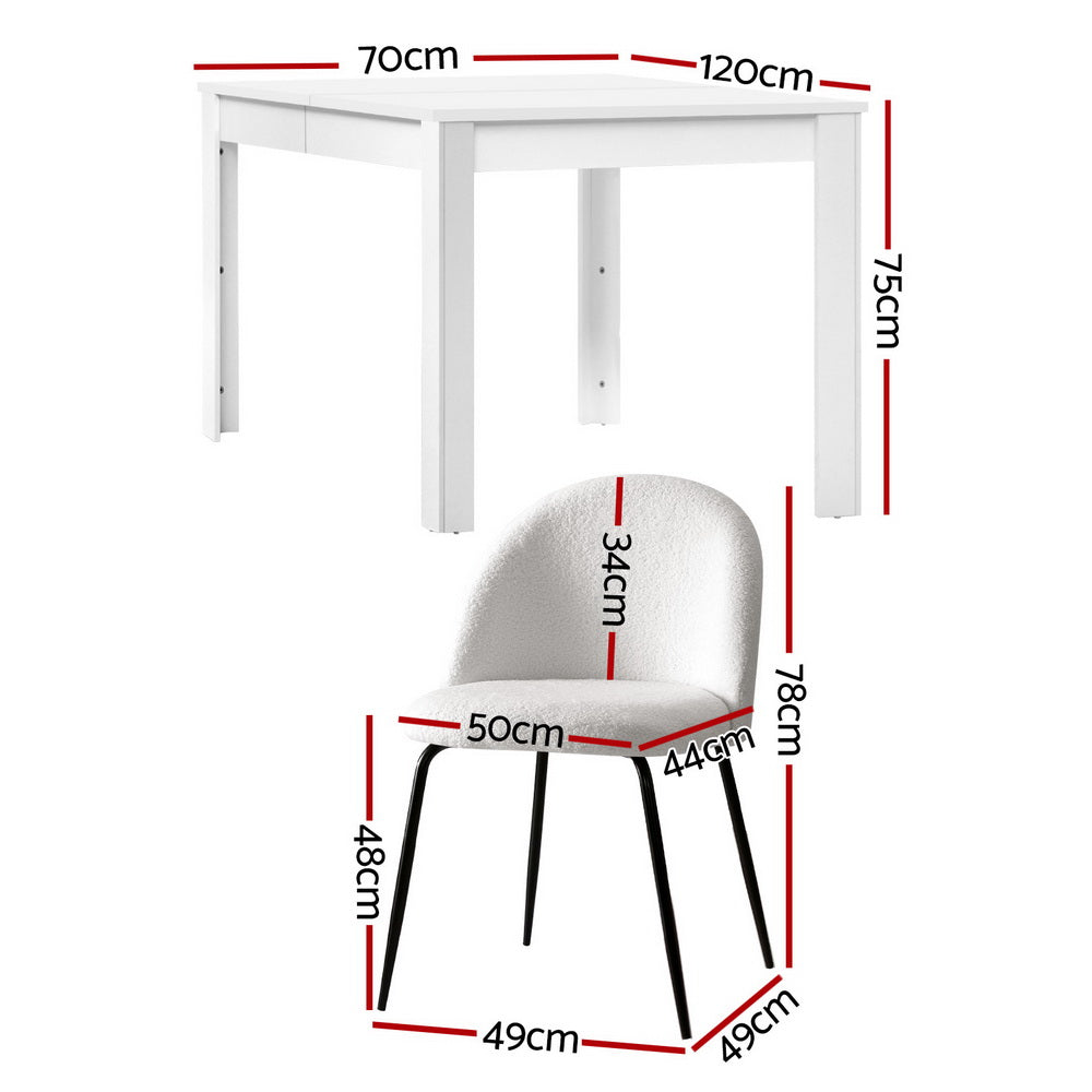 1 Artiss Dining Table and 4 Chairs Set White Sherpa-Furniture > Dining > Dining Set-PEROZ Accessories