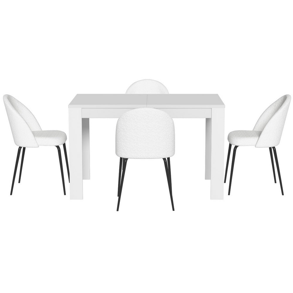 1 Artiss Dining Table and 4 Chairs Set White Sherpa-Furniture > Dining > Dining Set-PEROZ Accessories
