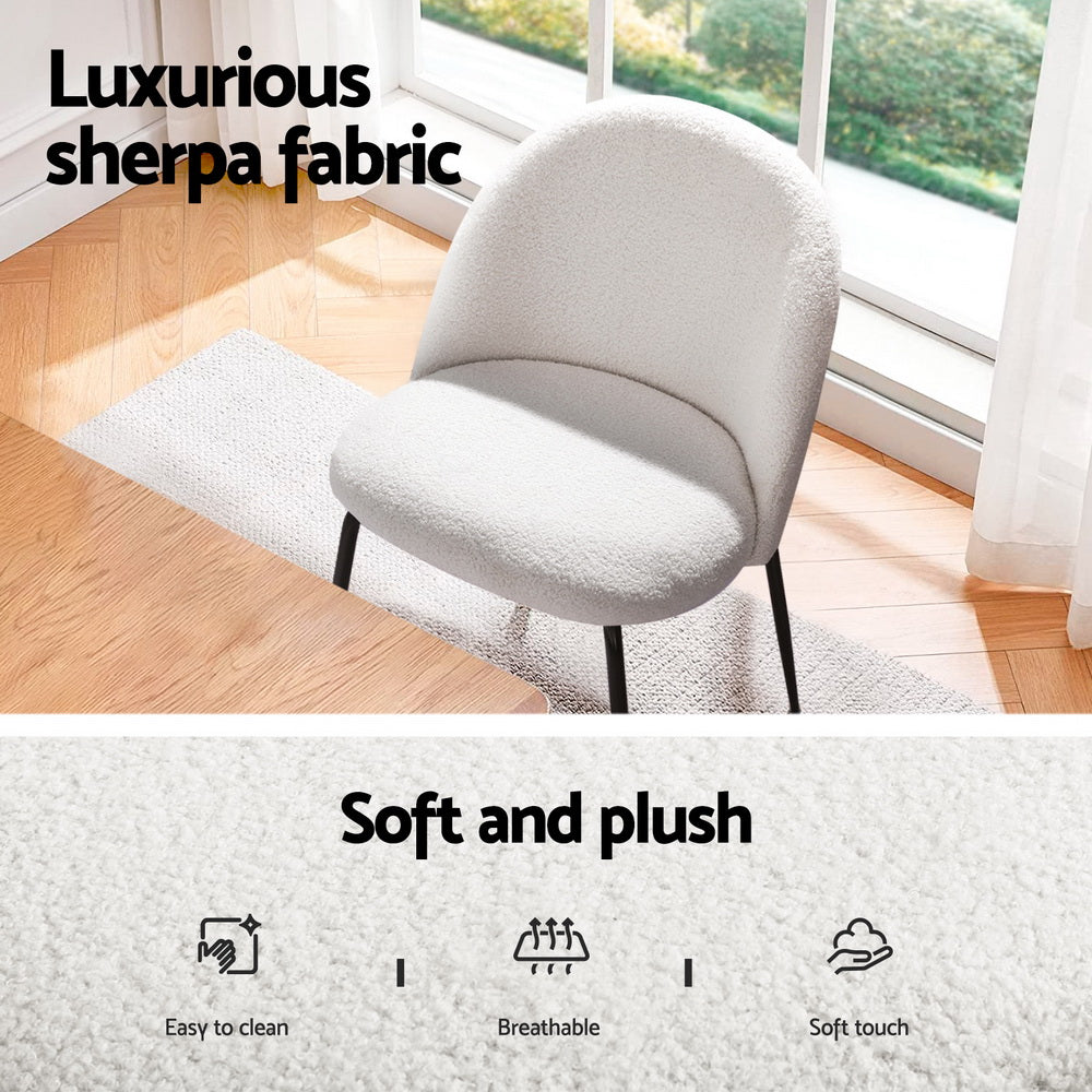 1 Artiss Dining Table and 4 Chairs Set White Sherpa-Furniture > Dining > Dining Set-PEROZ Accessories