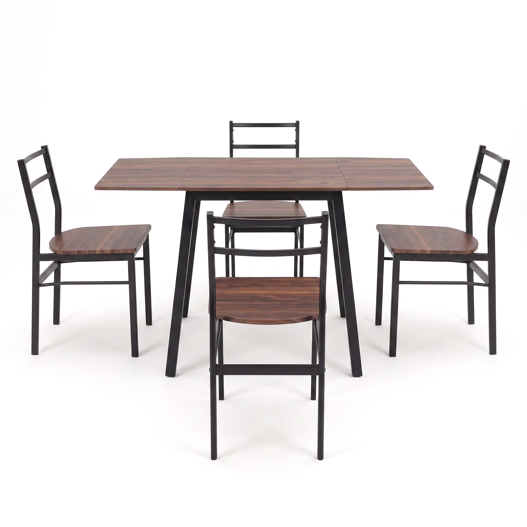 Artiss Dining Table and Chairs Set 5pcs with Extendable 60-120cm Drop-Leaf Table Brown
