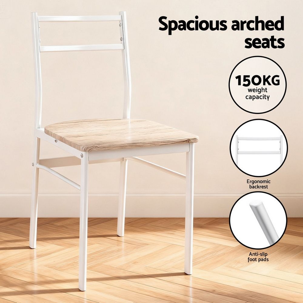 Artiss Dining Table and Chairs Set 5pcs Foldable Kitchen Furniture Natural White-Furniture > Dining > Dining Set-PEROZ Accessories