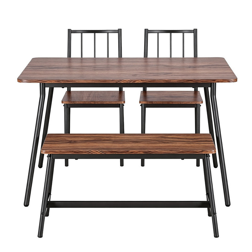 Artiss Dining Table and Chairs Set of 4 Bench Kitchen Furniture Rustic Brown-Furniture > Dining > Dining Set-PEROZ Accessories