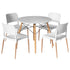 1 Artiss Dining Table and 4 Chairs Set Round White-Furniture > Dining > Dining Set-PEROZ Accessories