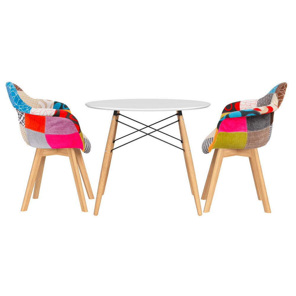 1 Artiss Dining Table and 2 Chairs Set DSW 90cm-Furniture > Dining > Dining Set-PEROZ Accessories