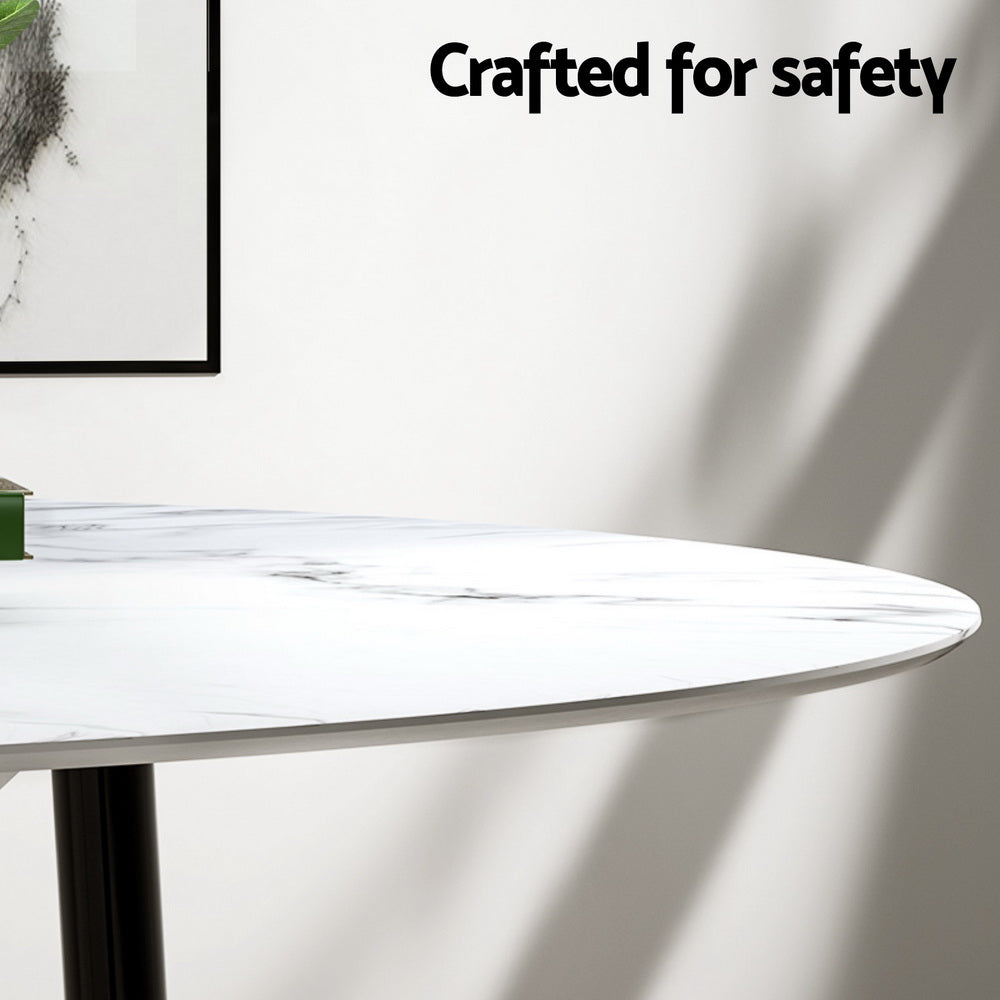 1 Artiss Dining Table and 4 Chairs Set Marble Black-Furniture > Dining > Dining Set-PEROZ Accessories